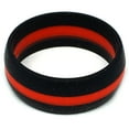thumbnail image 2 of 8MM Men or Ladies Athlete Sports Flexible Black with RED Stripe Silicon Rubber Wedding Band Ring, 2 of 4
