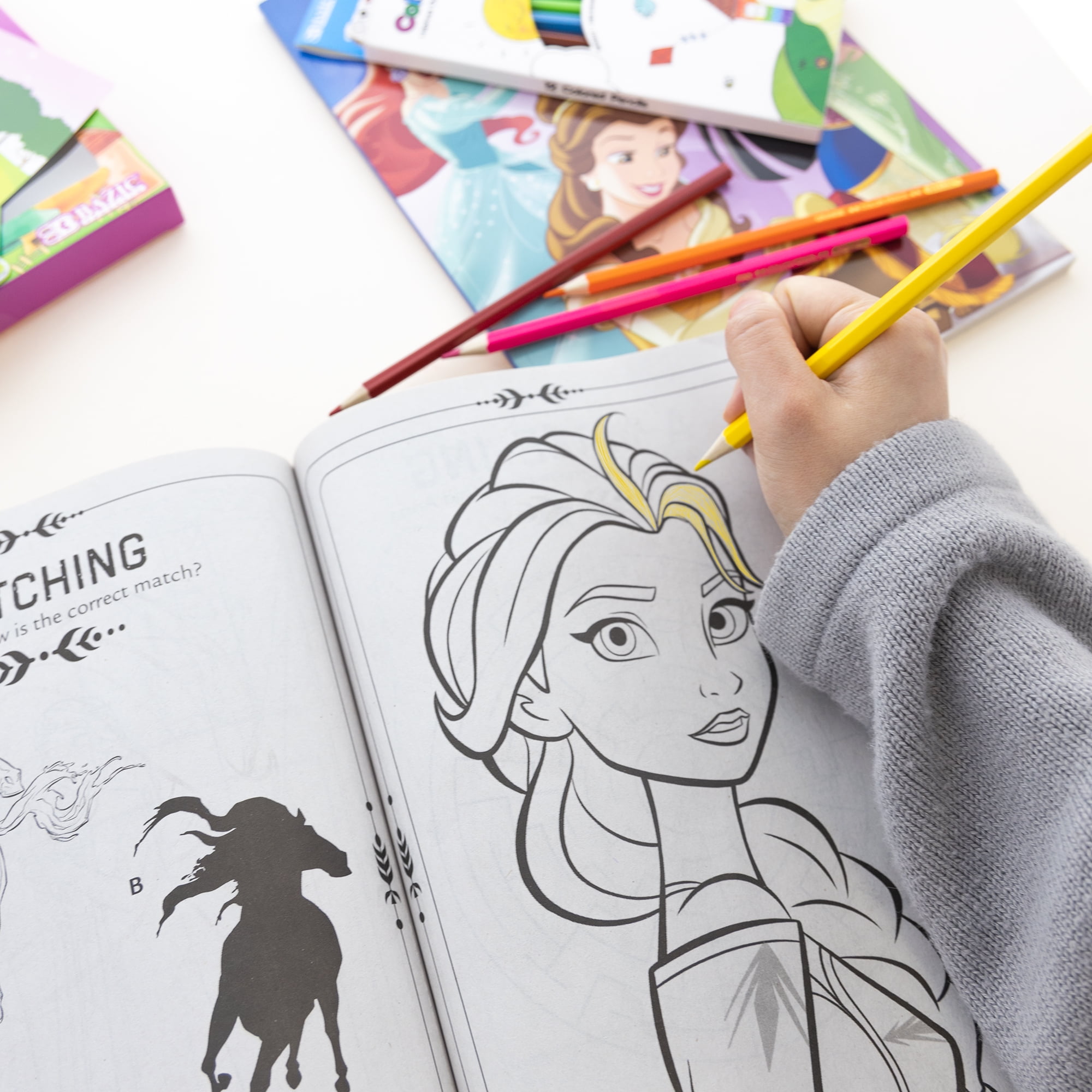 Princess Coloring and Activity Book Set, Include 3 Books, Colored Pencil & Sticker Adult Tween Child