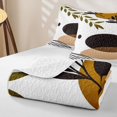 thumbnail image 4 of Castle Fairy Minimalist Leaf Silhouette Quilt King 3 Pieces,Abstract Curved Shape King Coverlet Set,Olive Ochre Beige,1 Bedspread and 2 Pillowcases, 4 of 7