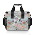 thumbnail image 7 of FORMRS Insulated Cooler Bag 24 Cans Capacity Soft Leakproof Lunch Box with Side Pockets, Green Floral Cranes Pattern, 7 of 7