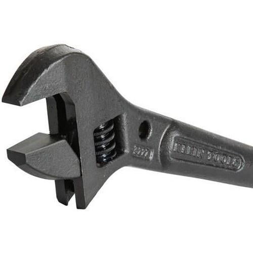 Klein Tools Adjustable Spud Wrench, Open End, 1-7/16 in Head, 0 in Offset, Alloy Steel, Black Oxide