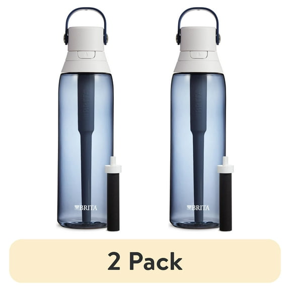 (2 pack) Brita 26 oz Night Sky Plastic Filtered Water Bottle, Reduces Chlorine, Leak Proof with Straw