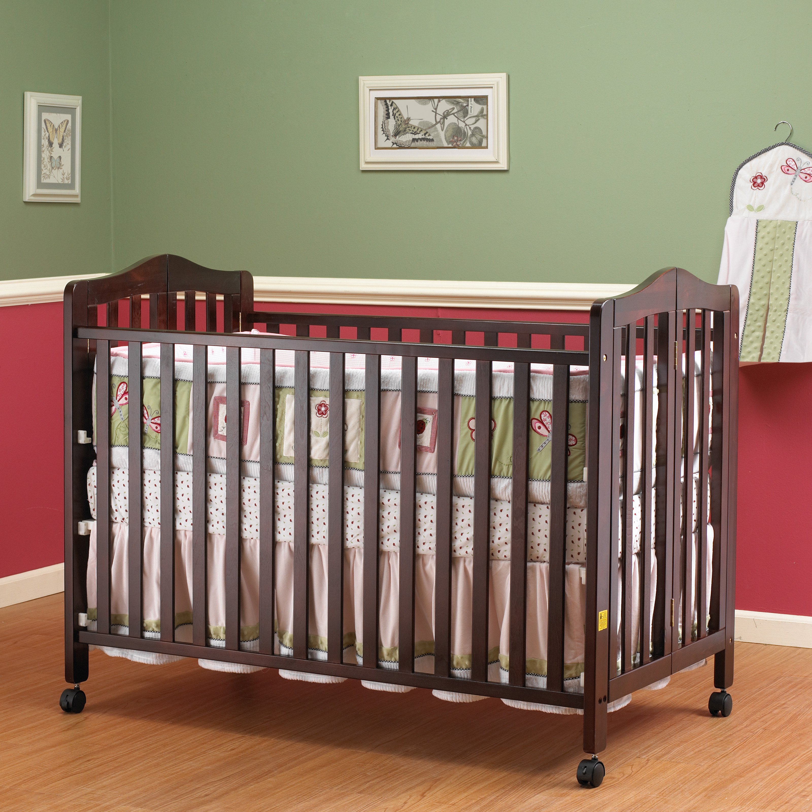 Orbelle Lisa Full Size Folding Crib Cherry