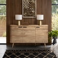 thumbnail image 4 of LuxenHome Natural Oak Manufactured Wood 3-Door 53.3-Inch Wide Buffet Cabinet, 4 of 14