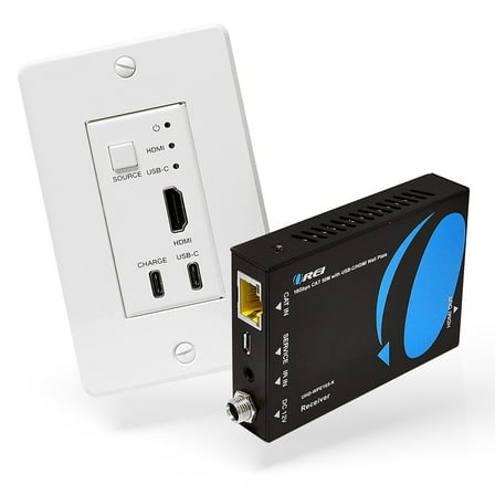 OREI 4K HDMI/USB-C Extender, Over Single Cat6/Cat7 Cable Wall Plate Transmitter 4K @ 60Hz UltraHD with HDR & IR Control - Up to 165 ft (UHD-WPE165-K)