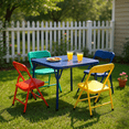 thumbnail image 3 of Homy Casa Kids Picnic Table and Chair Set, Foldable Metal Frame for Camping Party or Backyard Play Set, 3 of 9