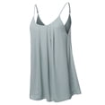 thumbnail image 2 of A2Y Women's Relaxed Fit Wool Dobby Woven Double Layer Spaghetti Cami Pleated Top Grey Mist L, 2 of 6