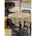 thumbnail image 5 of Outdoor Tablecloth with Umbrella Hole and Zipper, Beige White Floral Waterproof Patio Tablecloth for Dining 54''x54'', Abstract Art Summer Botanical Wipeable Table Cover for Picnic BBQ Party Patio, 5 of 9