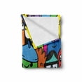 thumbnail image 2 of Indie Soft Flannel Fleece Throw Blanket, Hand Drawn Colorful Doodle of Funny Crazy Monster Buddies Group Drawing Style, Cozy Plush for Indoor and Outdoor Use, 60" x 80", Multicolor, by Ambesonne, 2 of 6