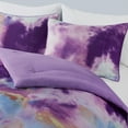 thumbnail image 2 of Intelligent Design 4 Piece King/Cal King Size Watercolor Tie Dye Printed Bedding Set, Lavender Comforter Set with Throw Pillow, 2 of 8