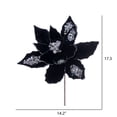 thumbnail image 2 of Vickerman 17" Artificial Black Poinsettia Christmas Stem, 12" Flower, 3 per bag, 2 of 2