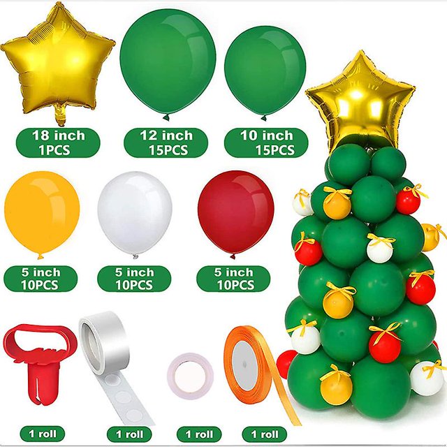 65 globos de látex navideños, globos de árbol de Navidad para suministros de fiesta de Navidad y fondo fotográfico