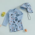 thumbnail image 6 of WIBACKER 0-5T Toddler Boy Rash Guard Swimsuit with Hat Kids Long Sleeve One Piece Zipper Swimwear Sunsuit Infant Beachwear, 6 of 9