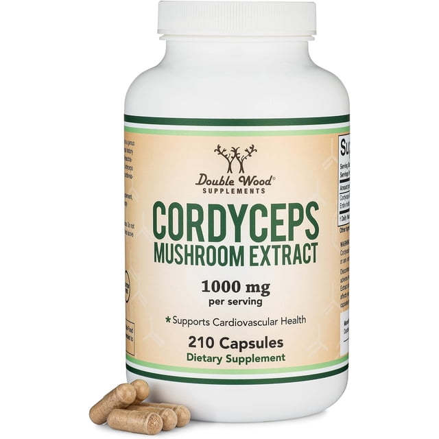 Double Wood Cordyceps Mushroom Extract | 1,000 Mg Per Serving | 105 Servings | 210 Capsules