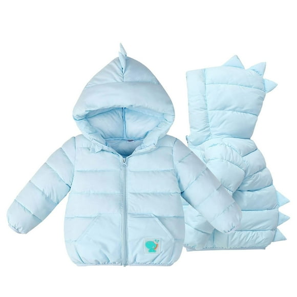 Winter Jacket Girls Boys Hooded Jacket With Pockets Winter Warm Quilted Jacket Cute Winter Coat Kids Casual Windproof Down Jacket Lightweight Full Zip Puffer Jacket Light Blue