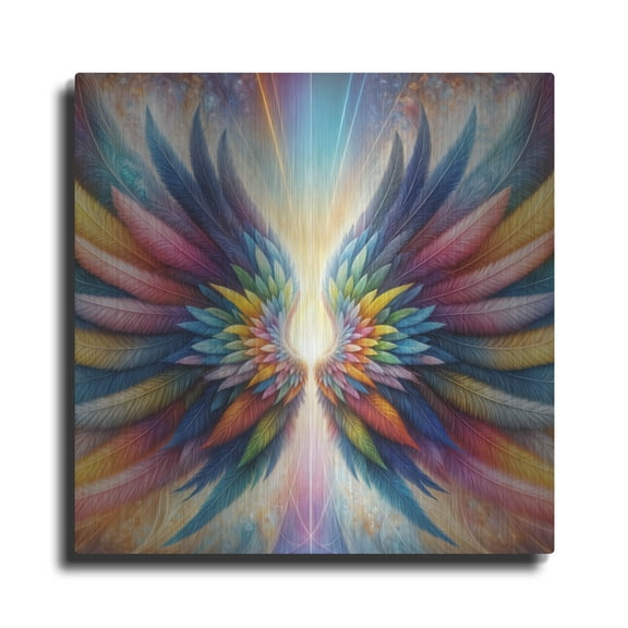 Luxe Metal Art 'Wings Of Light 5' by Rey Klimt Metal Wall Art, 24" x 24"