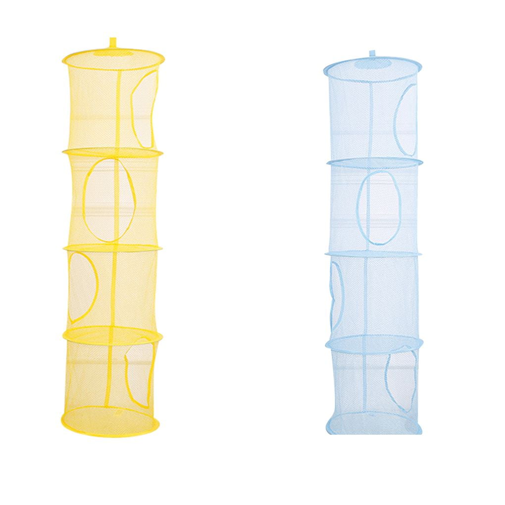 Mesh Hanging Storage 4 Compartments Folding Kids Toy Organizer Bag Clothes Dryer Net Basket