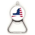 thumbnail image 1 of Nueva York, Estados Unidos mapa estrellas rayas bandera forma Acero inoxidable Metal cerveza tapa sacacorchos, 1 of 3