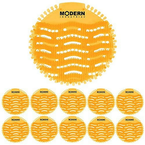Modern Industrial Urinal Screen & Deodorizer - Fits Most Brands, Orange Citrus, 10-Pack