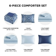 Regency Heights Twin Size Comforter Set, 6-Piece Bed in a Bag Twin, Navy Blue Bedding Comforter Set with Comforter, Flat Sheets, Fitted Sheets with Side Pockets