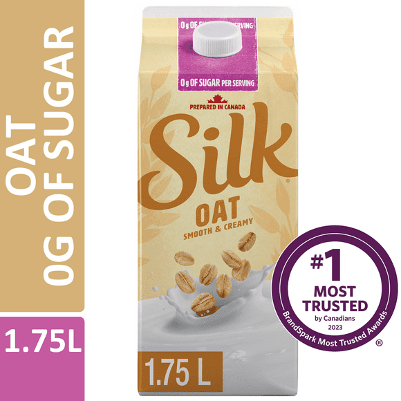 Silk Oat Beverage, Unsweetened, Plant Based, Dairy Free, 1.75L, 1.75L Oat Milk