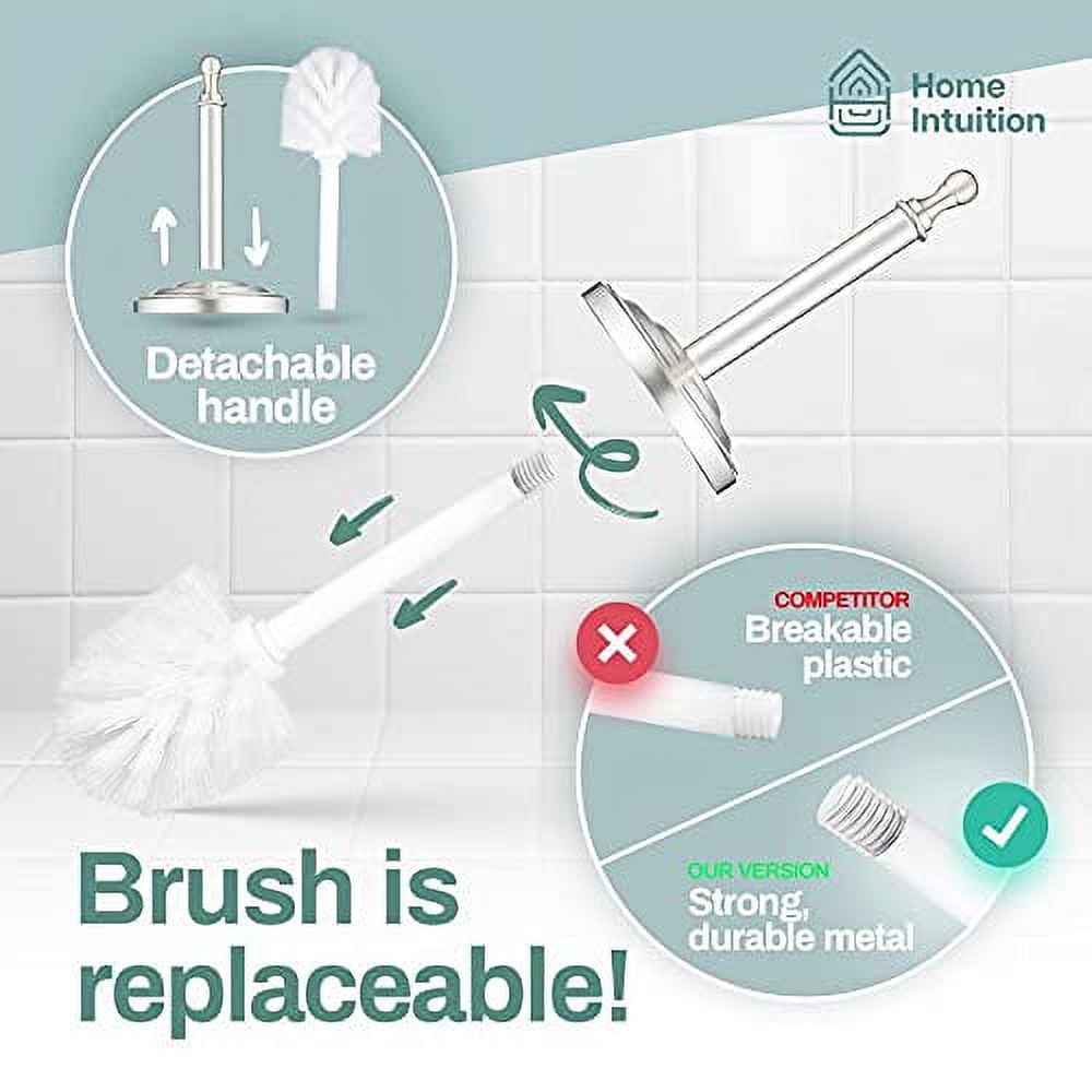 Stainless Steel Modern Toilet Brush & Holder Set (2 Pack) - Modern Toilet Bowl Brush Holder - Cleaner Toilet Brushes Bathroom Accessories - Bathroom Bowl Cleaner Brush with Caddy