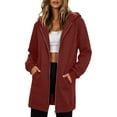 thumbnail image 3 of Jsaierl Zip Up Long Hoodies for Women Casual Solid Color Hooded Sweatshirt Oversized Cotton Long Sleeve Jackets Winter Fashion S-2XL, 3 of 9