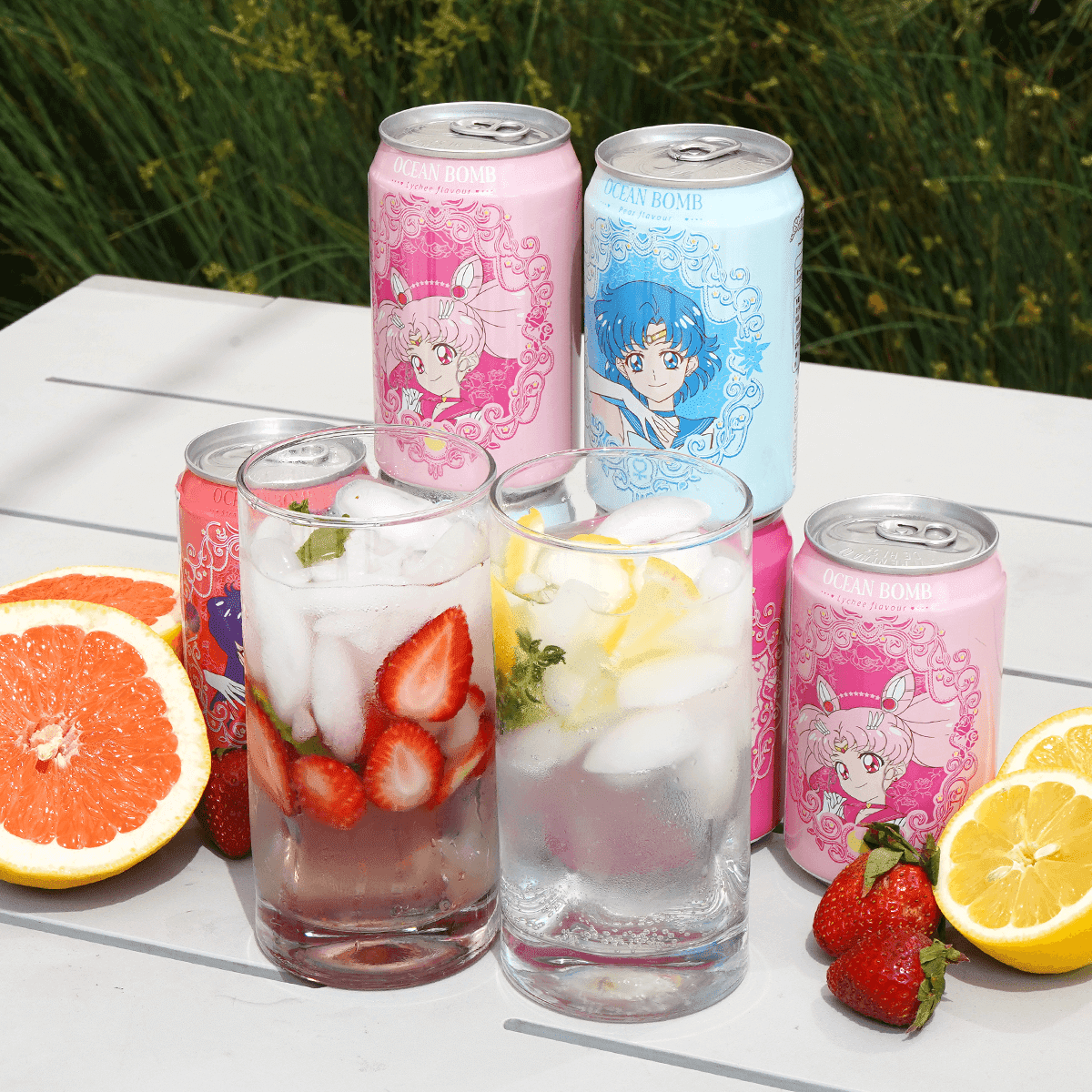 Ocean Bomb Sailor Moon Sparkling Water Flavor - 6 Packs, 11.10 FL (330ml) each - Variety Pack, Random Design - Limited Edition