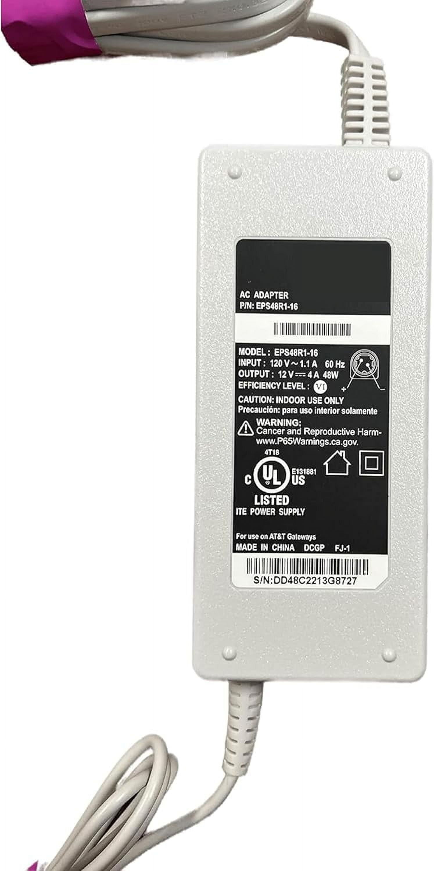 Buck DirecTV AT&T Model EPS48R0-16 / EPS48R1-16 Replacement AC Adapter for AT&T Fiber Modem BGW-320, Genuine Power Supply Unit with 12V-3.5A 48W Output for Compatible Devices
