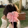 thumbnail image 4 of Lace Trim Scrunchie Drawstring Ponytail Holder for Women Girl Various Hairstyle, 4 of 8