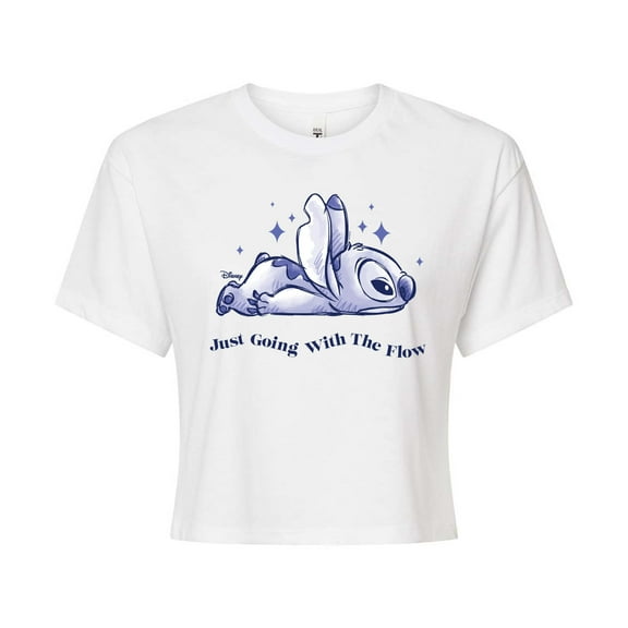 Disney - Lilo & Stitch - Go With The Flow - Juniors Cropped Cotton Blend T-Shirt