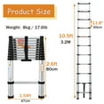 thumbnail image 2 of 10.5ft Extension Ladder Aluminum Telescoping Step Ladder Adjustable Height, Folded 2.6ft, 330lbs Max Load Capacity, EN131, Portable Extendable Ladder for Home, Office, Outdoor, 2 of 9
