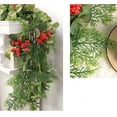 thumbnail image 4 of Christmas Garland, Holiday Swag, Artificial Pine Garland with Red Berries Rattan, 6ft Green Plastic Vines for Fireplace Mantle Wall Door Decor, 4 of 9