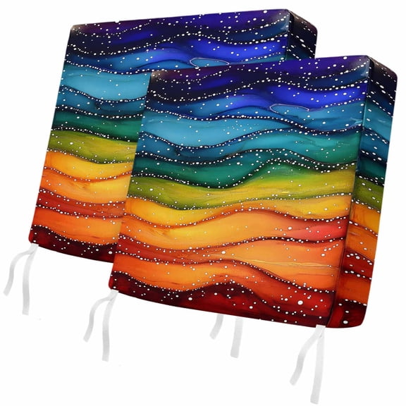 Outdoor Patio Cushion Covers 2 Pack Rainbow Wave Patio Chair Cushion Covers with Ties and Zipper Abstract Art Waterproof Outdoor Seat Cushion Covers for Patio Furniture 20"x18"