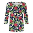 thumbnail image 5 of Ruimatai Women's Plus Size V-Neck 3/4 Sleeve T-Shirt Casual Loose Blouse Soft Polyester Printed Top Fashion Comfortable Daily Wear, 5 of 5