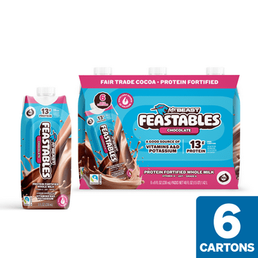 Feastables Protein Fortified Chocolate Milk, Shelf-Stable, 8 fl oz, 6 Pack