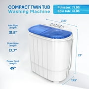 ROVSUN 11LBS Portable Washing Machine, Electric Mini Twin Tub Washer with Spin Dryer, Washer(7LBS) and Spinner(4LBS),