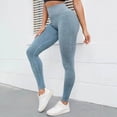thumbnail image 2 of UngA Ribbed Leggings for Women Knit Yoga Legging Seamless High Waist Tummy Control Skinny Pant Scrunch Butt Lift Sport Workout Leggings Women Light Blue,S, 2 of 6