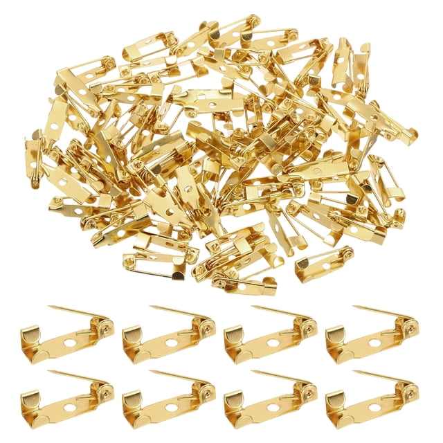 Uxcell 100 Pcs Broche Pin Back, 15mm (0.59") Broches de seguridad con cierre, Amarillo