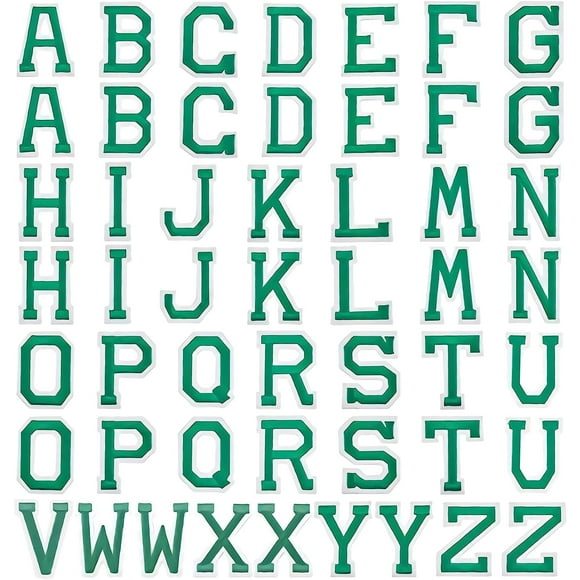 52 Pcs Patchs Alphabet Thermocollants 2 Pouces Patchs Lettre Autocollants Lettres Adhésifs Patchs Lettres Vertes Alphabet A à Z Lettres Brodées Appliques Patchs de Réparation pour Vêtements Sacs Chaussures Chapeaux Jeans