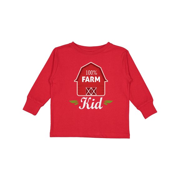 Inktastic 100 Percent Farm Kid Boys or Girls Long Sleeve Toddler T-Shirt
