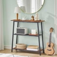 thumbnail image 3 of 30" Narrow Console Table, 3-Tier Small Entryway Table with Storage Shelves, Behind Couch Sofa Table, Hallway Table for Entryway, Foyer, Hallway, Living Room, Rustic Brown and Black, 3 of 7