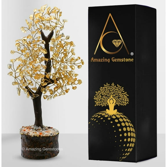 Citrin Crystal Tree - Healing Crystal Bonsai Tree Room Decor Office Desk Decor