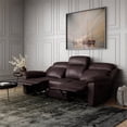 thumbnail image 5 of Relax a Lounger Easton Reclining Sofa in Java Brown Faux Leather Upholstery, 5 of 7