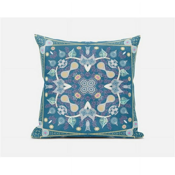 Amrita Sen Designs 18 x 18 in. Paisley Leaf Geo Broadcloth Indoor & Outdoor Zippered Pillow - Multi Color