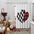 thumbnail image 5 of Valentine's Day Shower Curtain Love Heart Bathroom Curtains with Hooks, Waterproof Fabric Romantic Red Black Buffalo Plaid Bath Shower Curtains Set for Bathroom Bathtubs Valentines Decor 72x72 Inch, 5 of 9