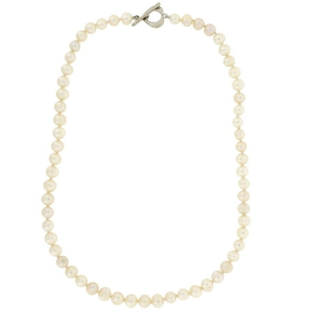 Pearl Heart Shape Pendant - Pearl Necklace Cream Silver Heart Clasp 17