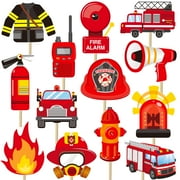 18pcs Fire Truck CORNET Party Centerpiece Sticks Fire Engine Rescue Theme Centerpieces for Table Fireman Fire Truck Birthday Party Decoration for Firefighter Baby Shower Supplies