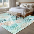 thumbnail image 5 of Teal Jellyfish Starfish Washable Living Room Rugs 5'x7', Summer Beach Coral Shell Blue Low Pile Throw Large Area Rugs Non-Slip Sturdy Edge Binding Carpet for Dining Room Bedside Kitchen, 5 of 9