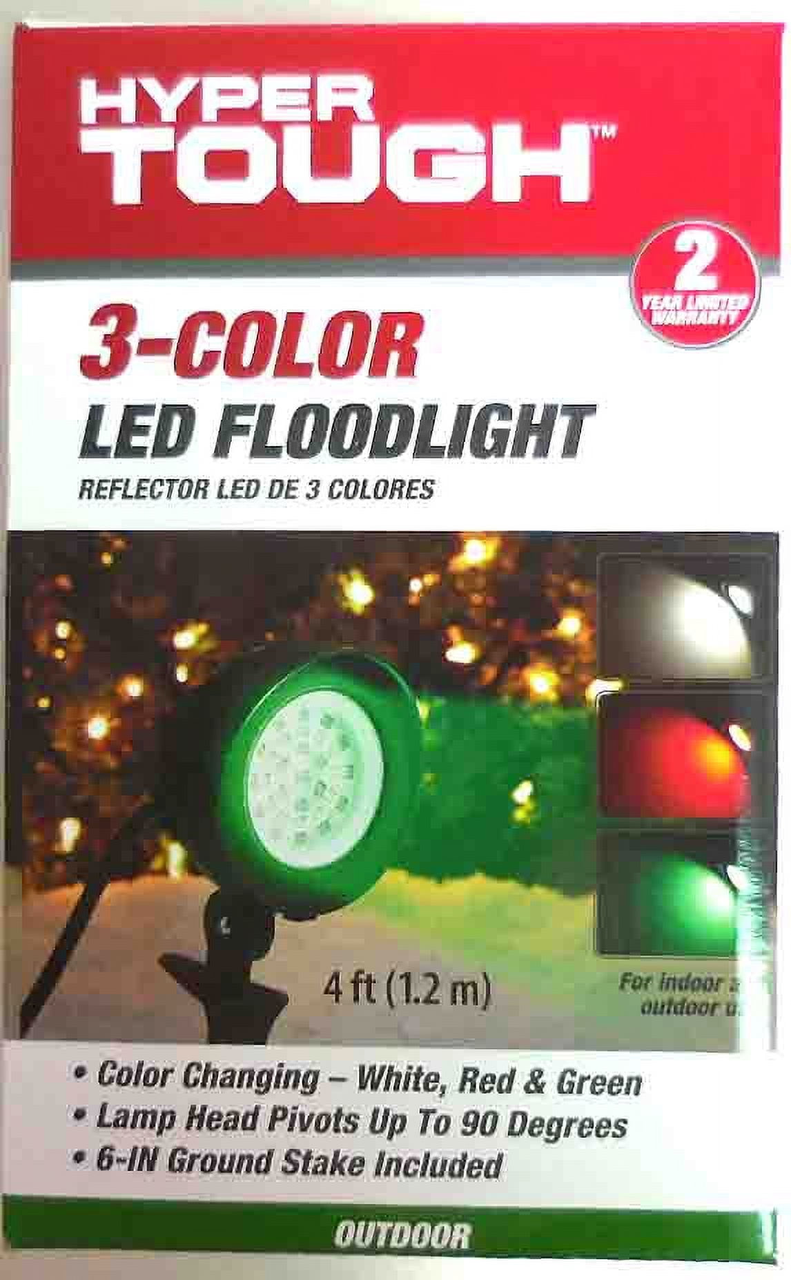 Hyper Tough Outdoor 3 Color-changing Led Floodlight, Green, Plastic